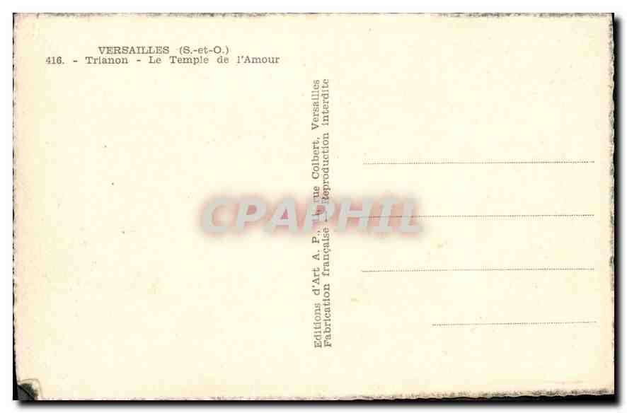 CPA Versailles S et O Trianon Le Temple de l'Amour  — Verso