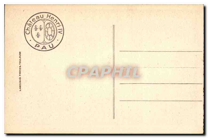 CPA Pau Chateau Henri IV Chambre Louis XIV  — Verso