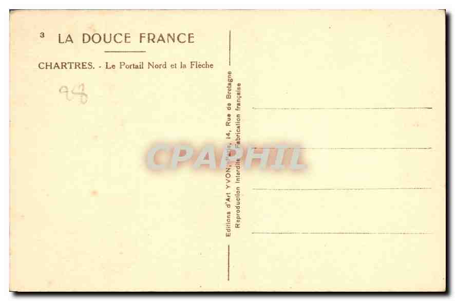 Chartres - Der Nordportal und die Spitze — Éditions d'Art YVON, Paris — Rückseite