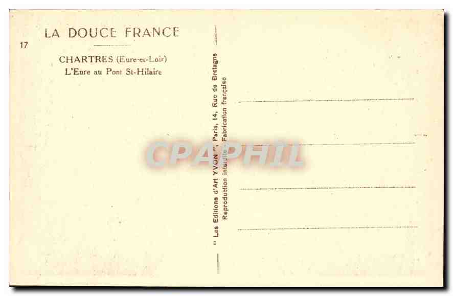 CPA Chartres Eure et Loir L'Eure au Pont St Hilaire  — Rückseite