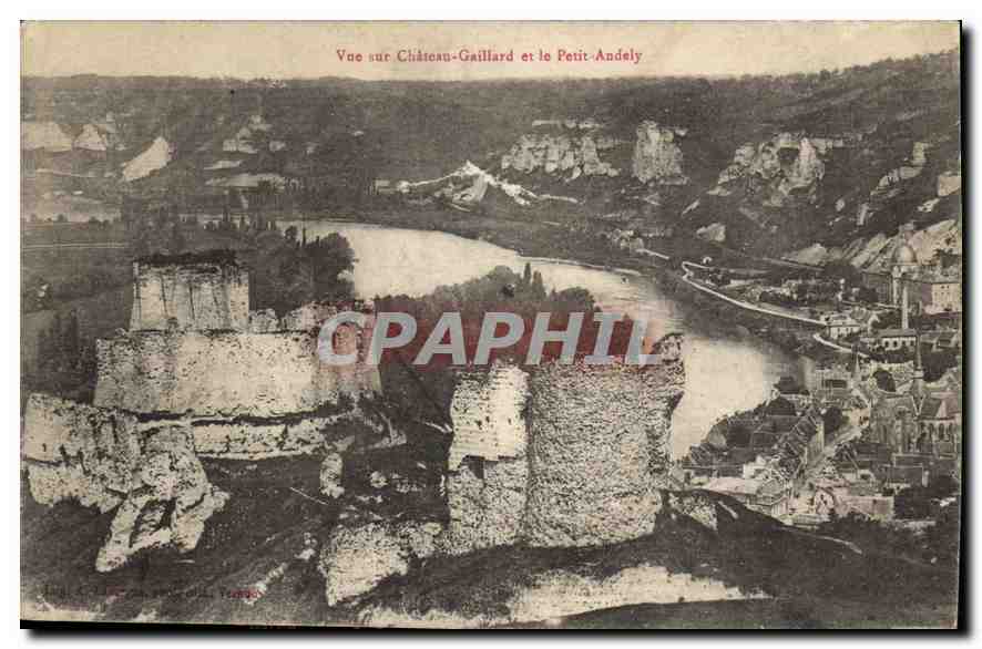 Vue sur Château-Gaillard et le Petit-Andely — éditeur : Imprimerie de la Loire, n° 97