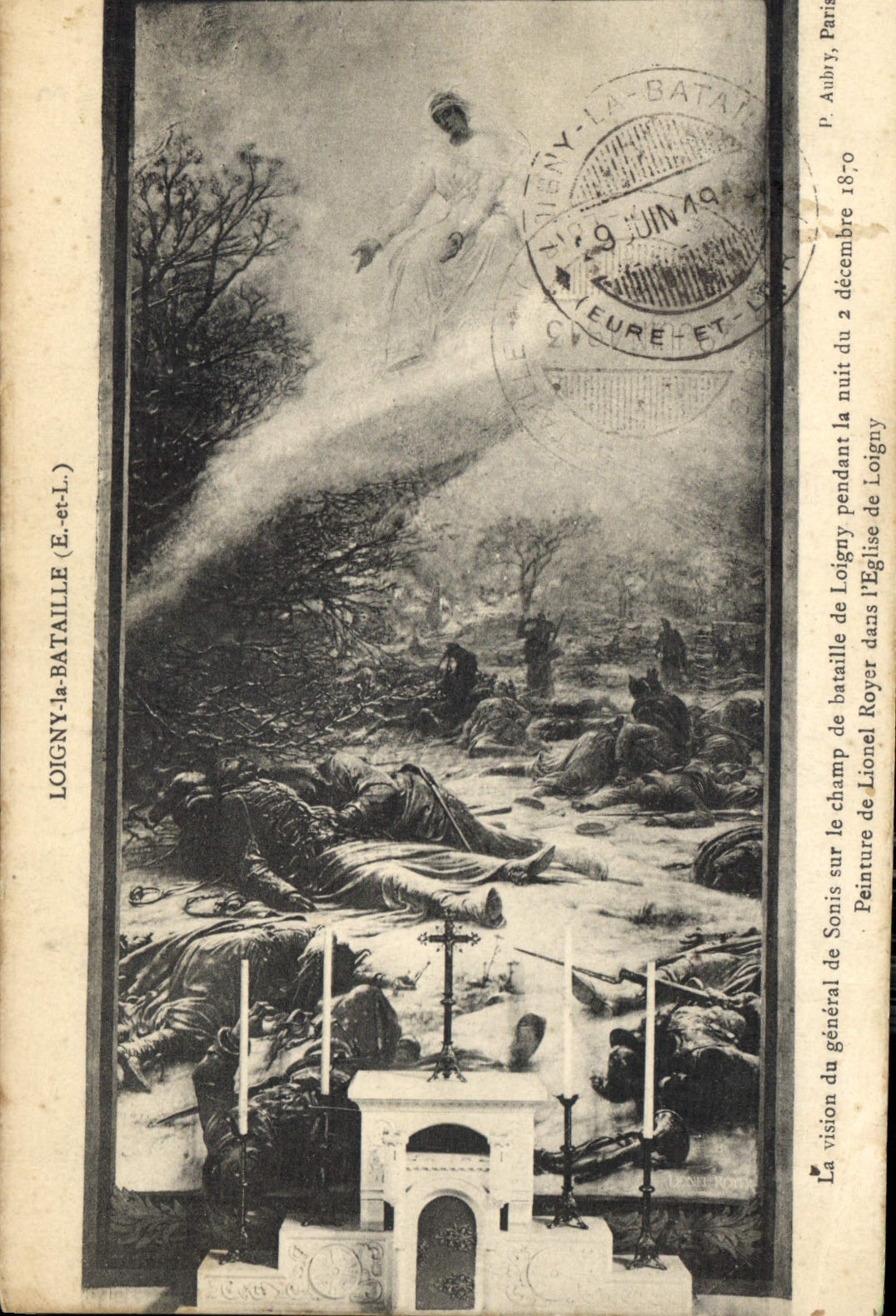 Loigny-la-Bataille (E-et-L.) — La vision du général Royer dans l'église de Loigny pendant la bataille du 2 décembre — Peinture de Sonis