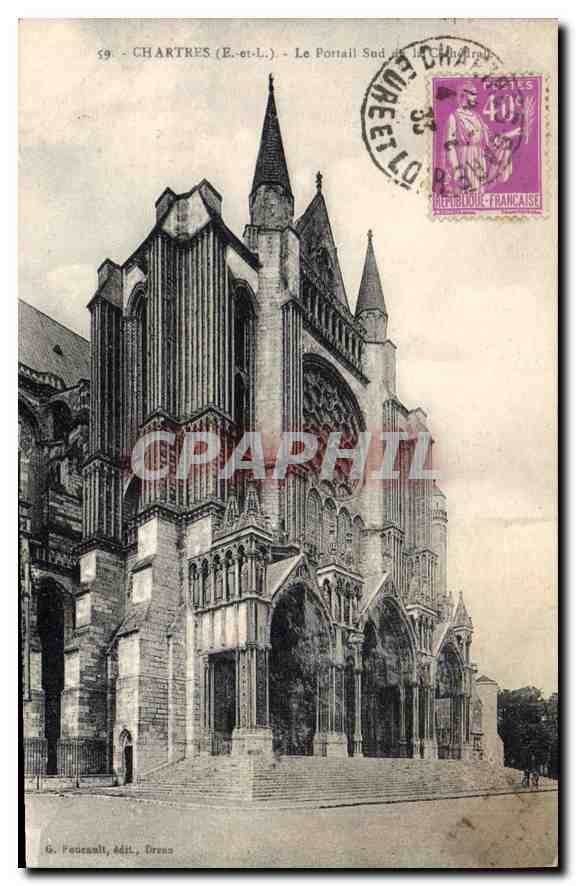 CPA Chartres E et L Le Portail Sud 