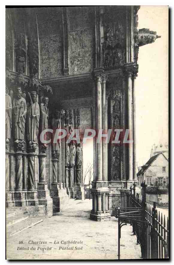 CPA Chartres La Cathedrale Detail du Porche Portail Sud 