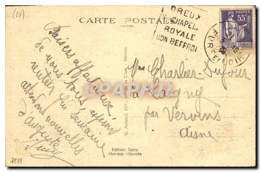 CPA Dreux E et L Le Beffroi ancien Hotel de Ville  — Verso
