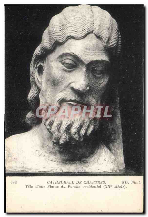 Tête d'une Statue du Porche occidental — Cathédrale de Chartres — ND. Phot. — n° 688