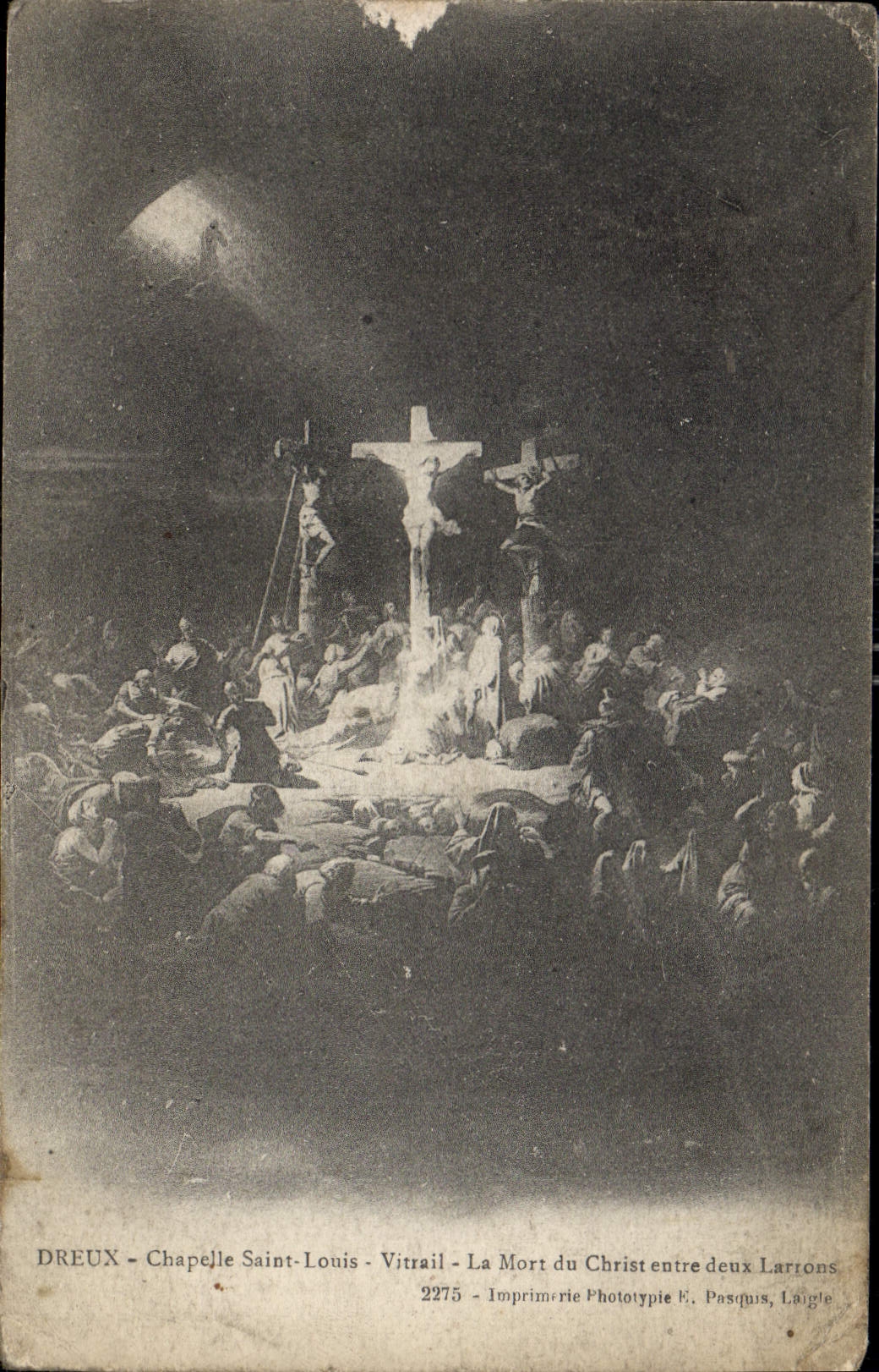 CPA Dreux Chapelle Saint Louis Vitrail La Mort du Christ entre deux Larrons