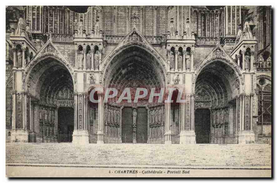 CPA Chartres Cathedrale Portail Sud 