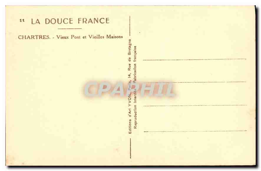 CPA Chartres Vieux Pont et Vieilles Maisons J Brebion Camionnage et demenagements — Rückseite