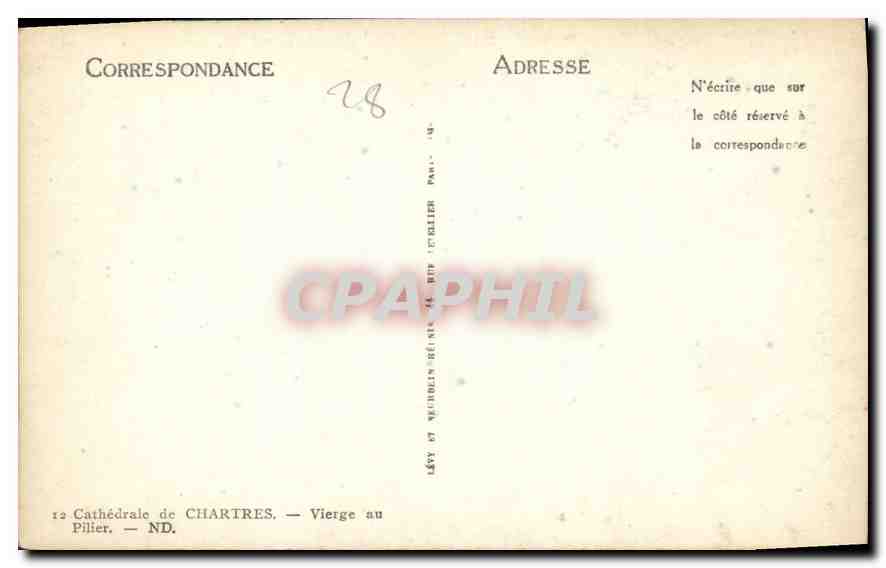 CPA Cathedrale de Chartres Vierge au Pilier  — Rückseite