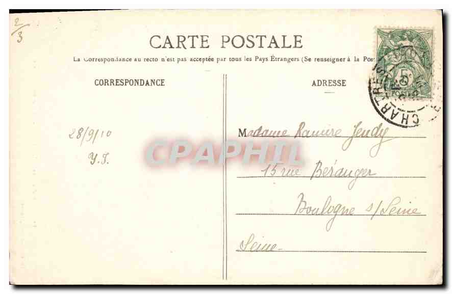 Cathédrale de CHARTRES - La Vierge du Pilier — Ch. Foucault, édit., Dreux, n° 52 — Verso