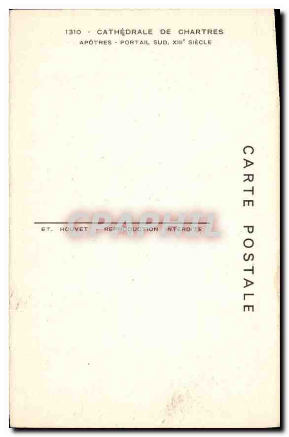 CPA Cathedrale de Chartres Apotres Portail Sud XIII siecle  — Rückseite