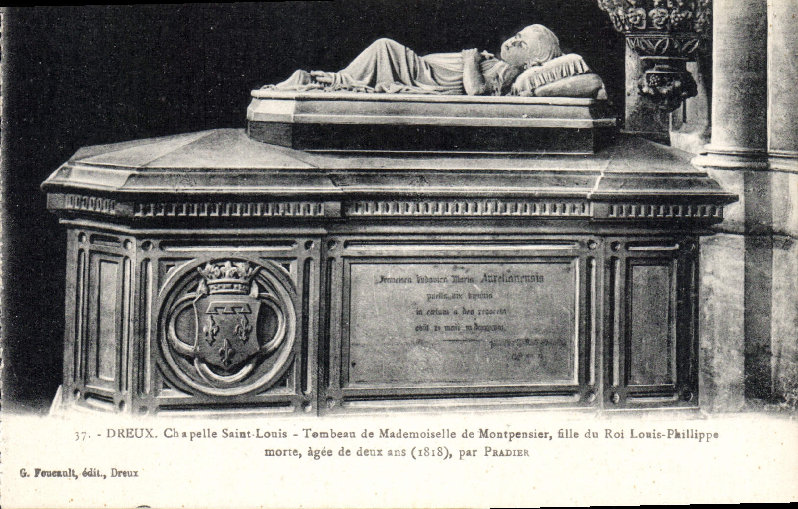 Dreux. Chapelle Saint-Louis - Tombeau de Mademoiselle de Montpensier, morte à deux ans (1818) — G. Foucault, édit., Dreux