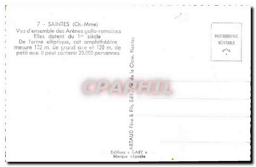 CPA Saintes Ch Mme Vue d'ensemble des Arenes gallo romaines  — Rückseite