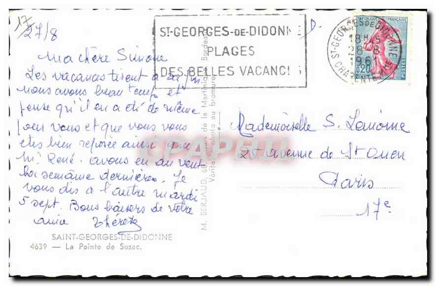 CPA Saint Georges de Didonne La Pointe de Suzac  — Rückseite