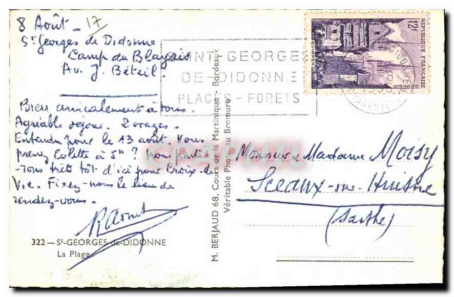 CPA St Georges de Didonne La Plage  — Rückseite