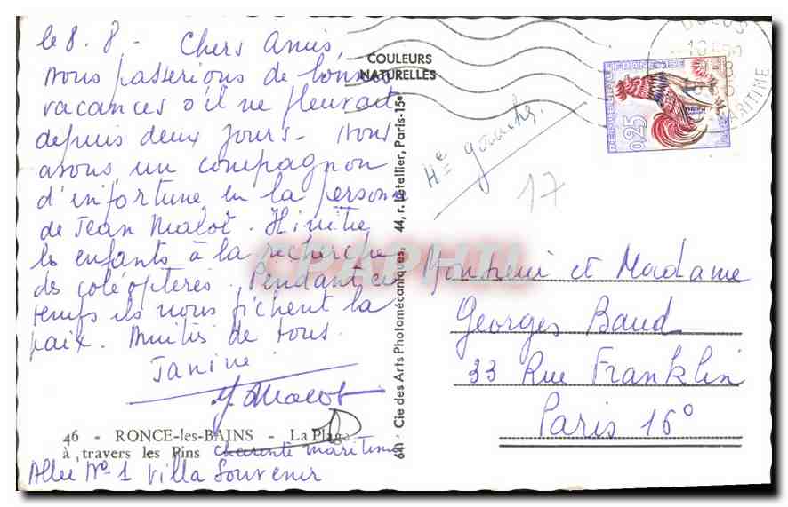 CPA Ronce les Bains La Plage a travers les Pins  — Back