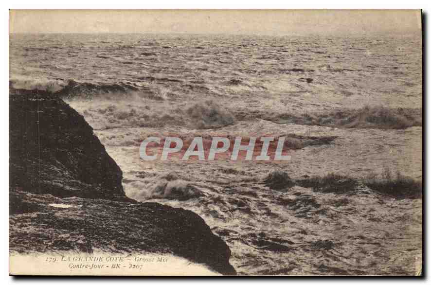 CPA La Grande Cote Grosse Mer contre jour 