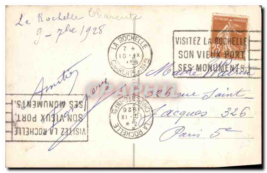 CPA Les Quatre Sergents de La Rochelle  — Verso