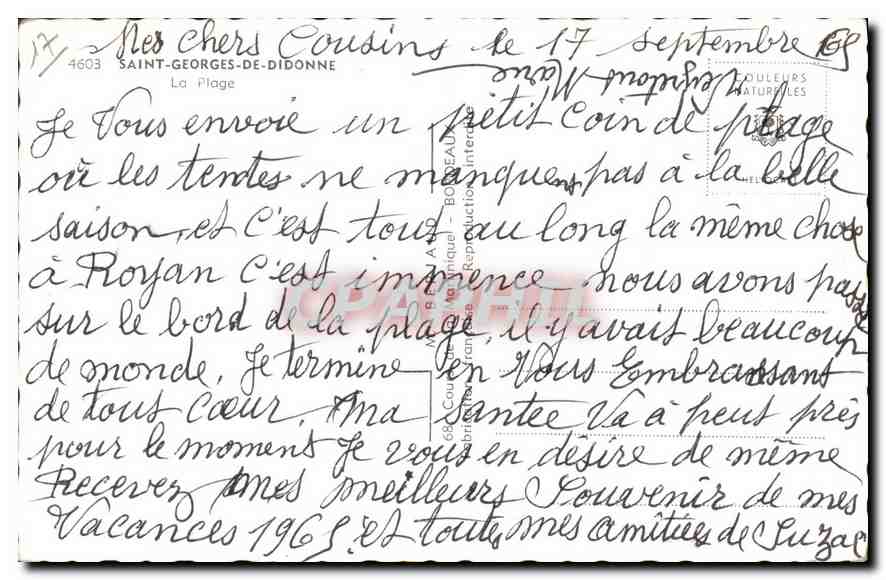 Royan — Plage animée — éditeur Saint-Georges-de-Didonne, n° 4603 — Rückseite