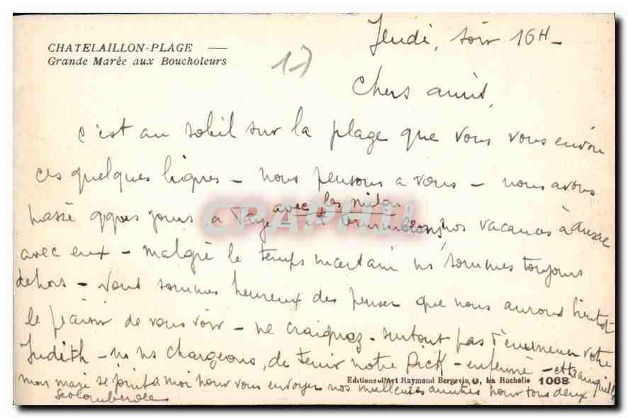 CPA Chatelaillon Plage Grande Maree aux Boucholeurs  — Back