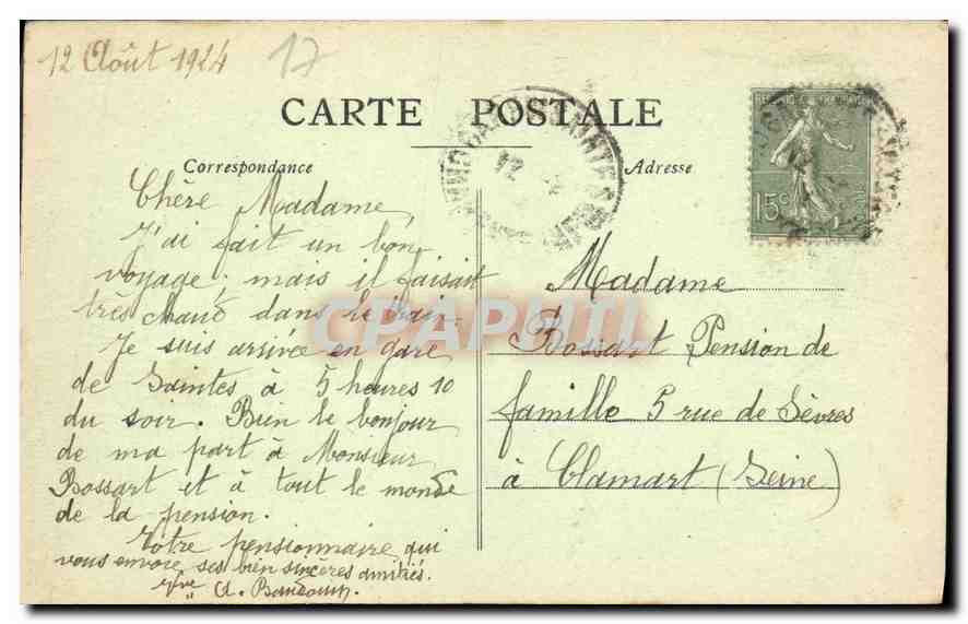 CPA Saintes Arenes gallo romaines et Clocher de St Eutrope  — Rückseite