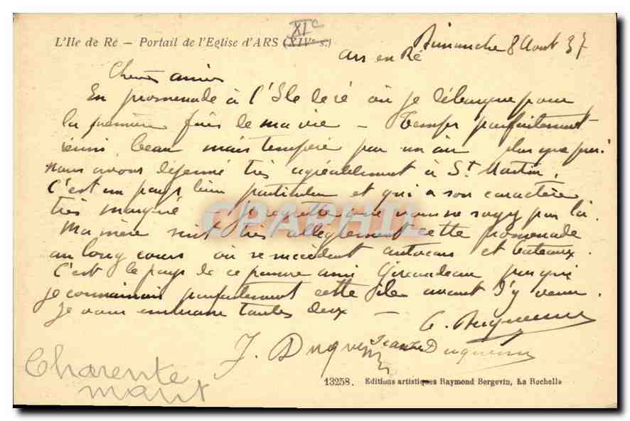 CPA L'lle de Re Portail de l'Eglise d'Ars  — Back