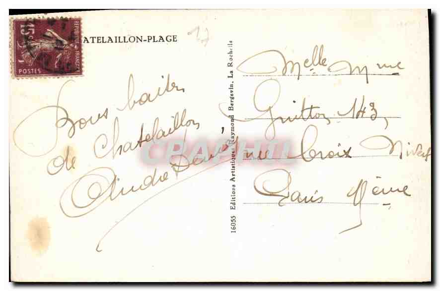 CPA Chatelaillon Plage  — Rückseite