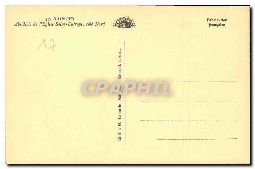 CPA Saintes Absidiole de l'Eglise Saint Eutrope Cote Nord  — Back