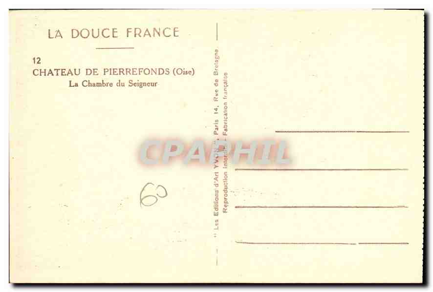 CPA Chateau de Pierrefonds Oise La Chambre du Seigneur  — Rückseite