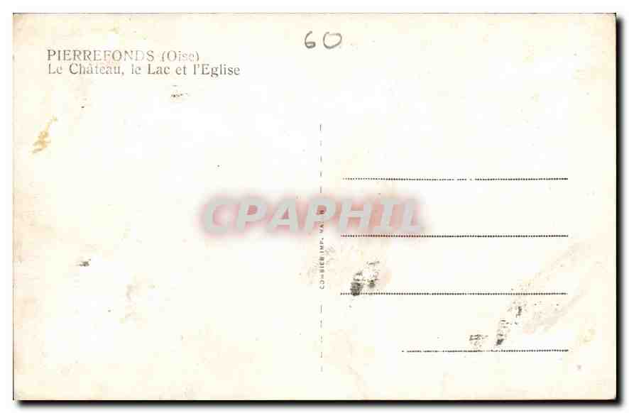 CPA Pierrefonds Oise Le Chateau le Lac et l'Eglise  — Rückseite