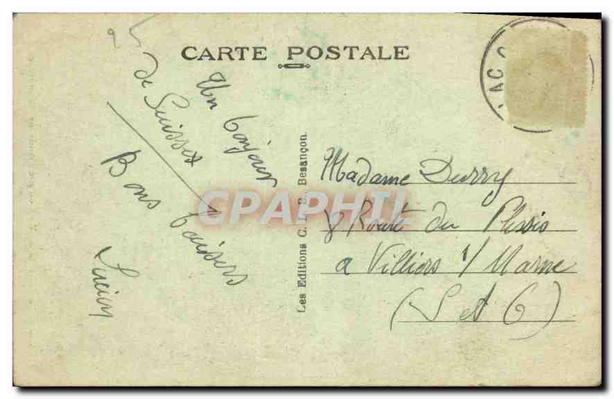 Le Saout du Doubs en été — Hauteur 27 mètres — Éditions C. Bezançon, n° 835 — Verso