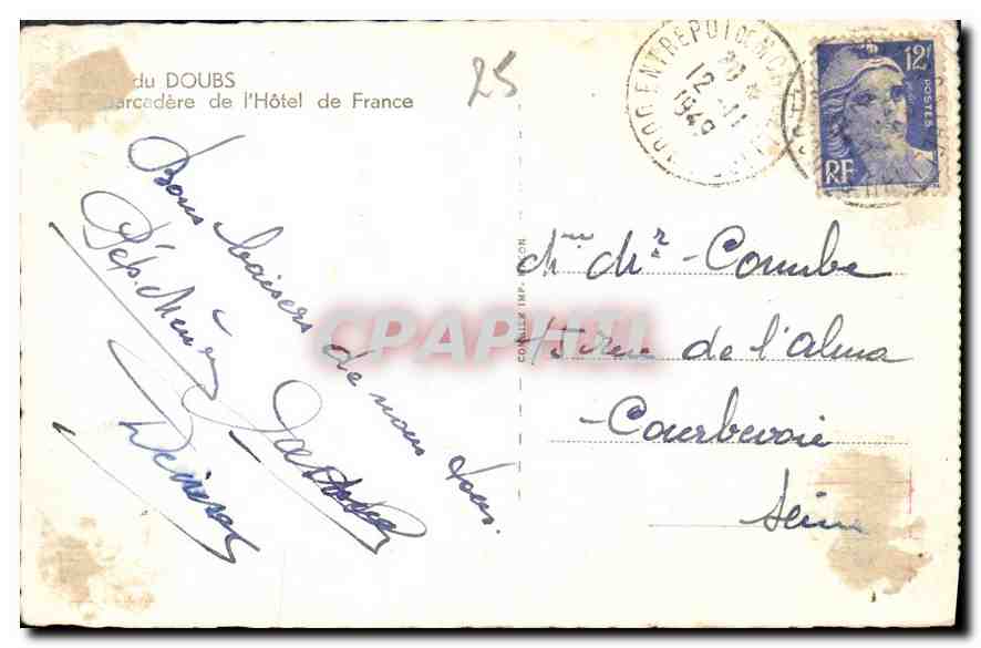 CPA Doubs Embarcadere de l'Hotel de France  — Rückseite