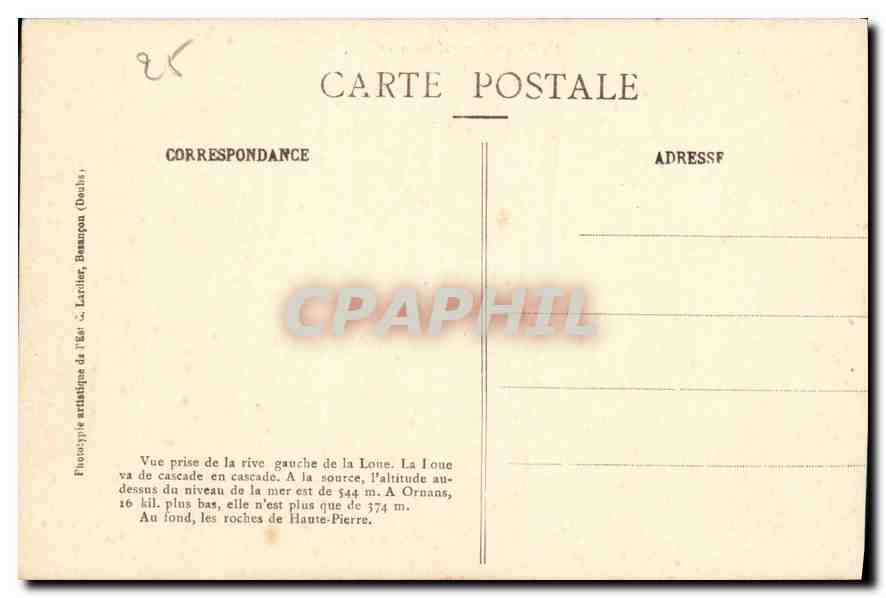 CPA Les Sites Pittoresques de Franche Comte Vallee de la Loue Mouthier Hte Pierre  — Rückseite
