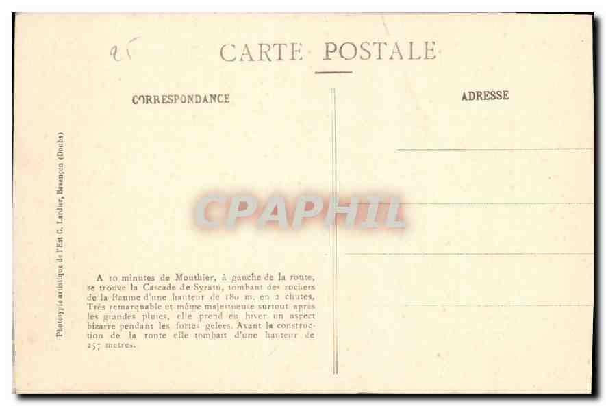 CPA Les Sites Pittoresques de Franche Comte Vallee de la Loue Mouthier Hte Pierre  — Rückseite
