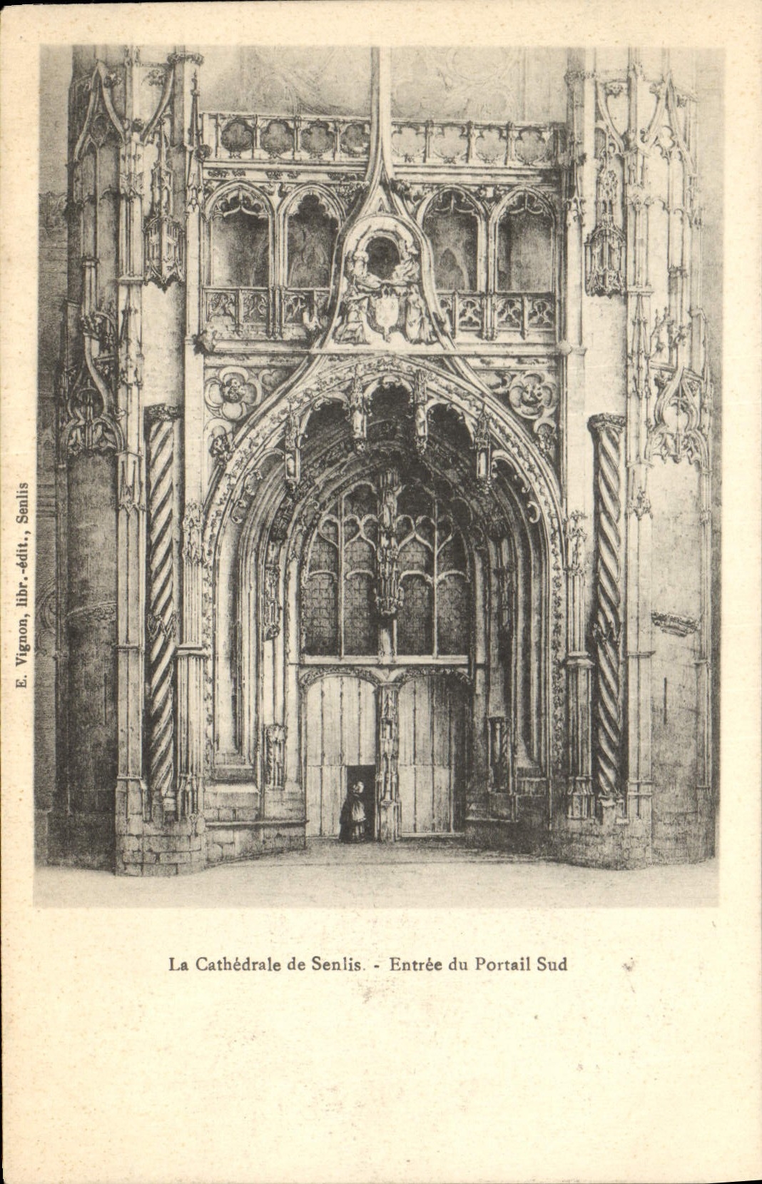 CPA La Cathedrale de Senlise Entree du Portail Sud 