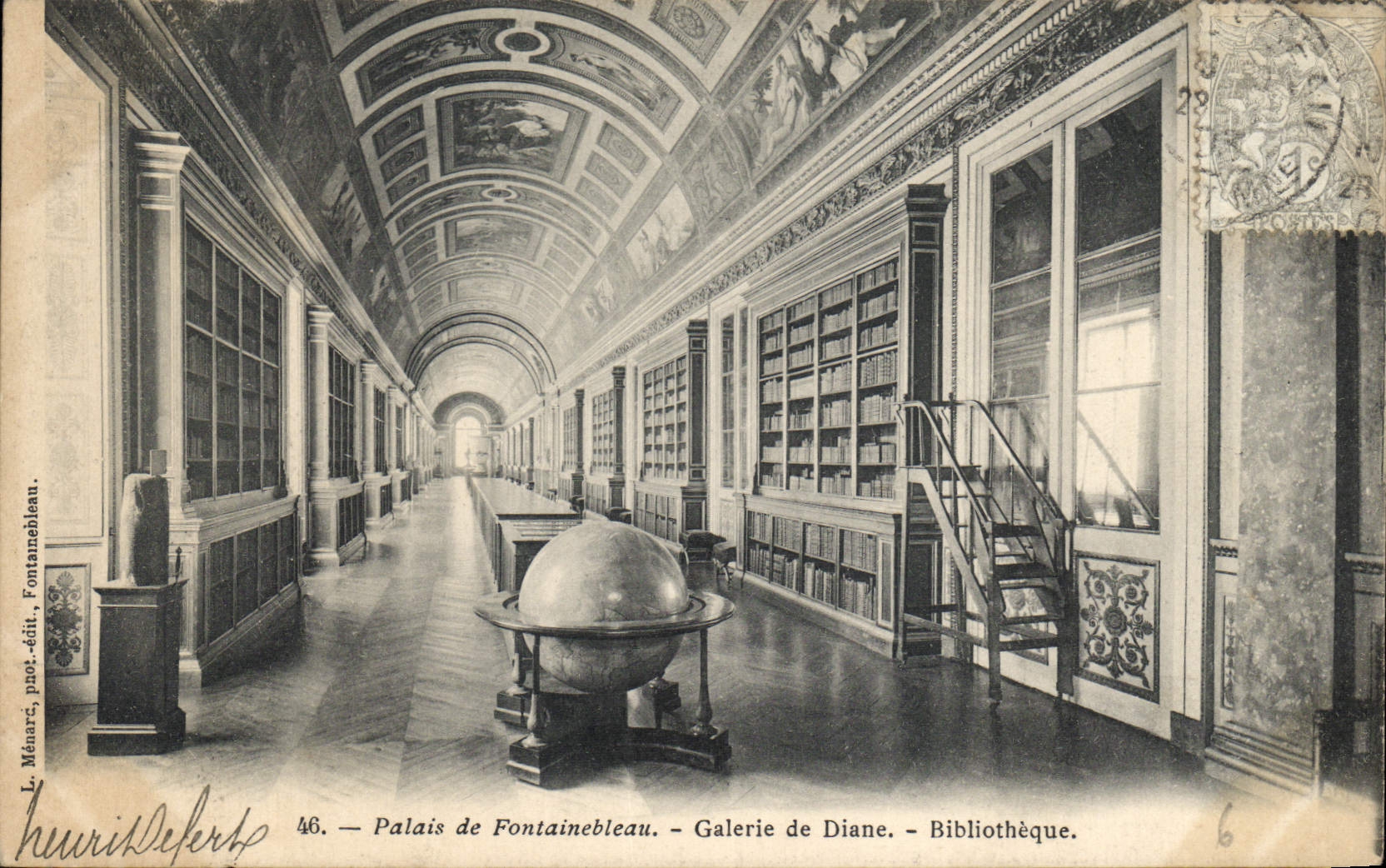 Palais de Fontainebleau — Galerie de Diane — Bibliothèque — L. Ménaré, phot. - édit. Fontainebleau, n°46