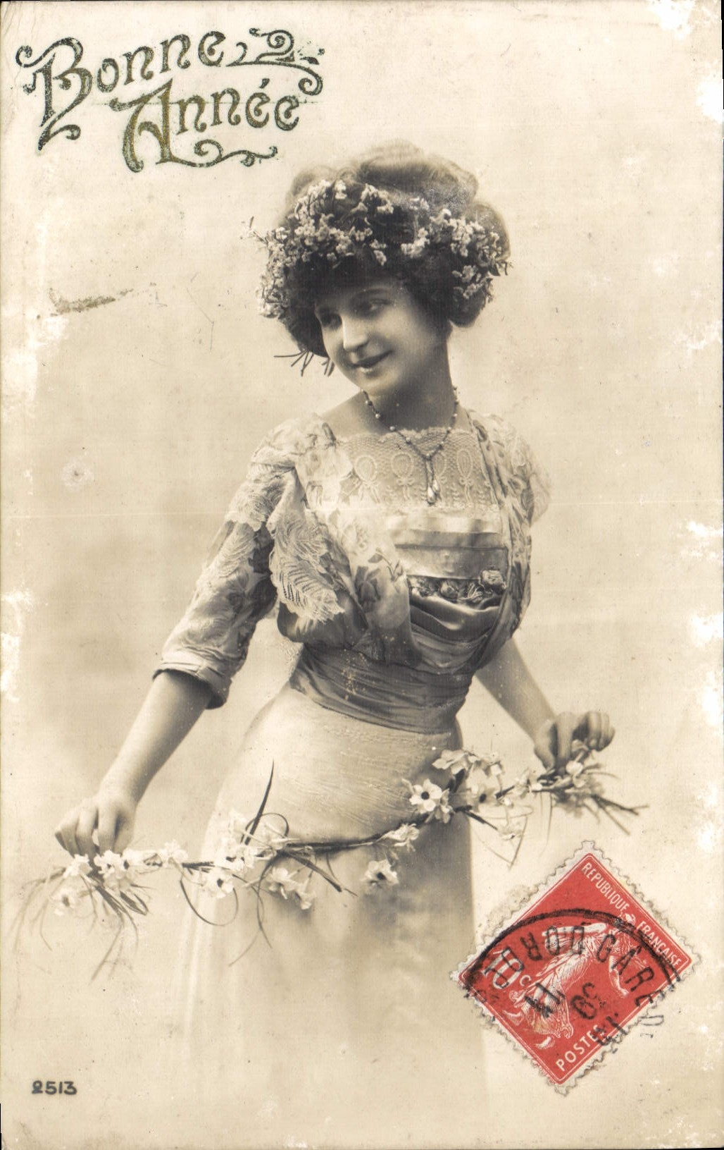 CPA Bonne Annee Femme