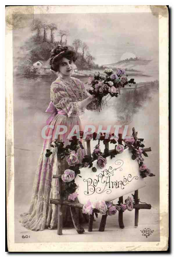 CPA Bonne Annee Femme