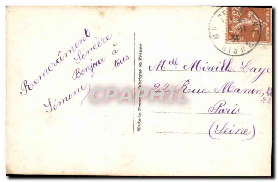 CPA Femme — Rückseite
