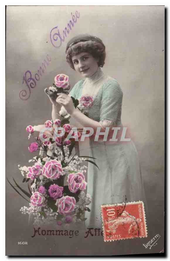 CPA Bonne Annee Femme