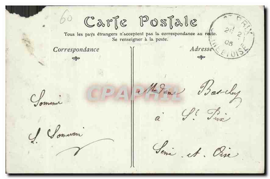 CPA Chateau de Chantilly la Salle des Singes  — Verso