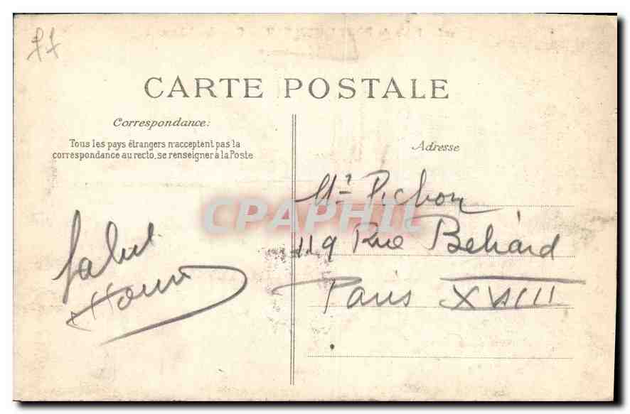 Palais de FONTAINEBLEAU — Cour des Adieux — éditeur anonyme, n° 206 — Verso