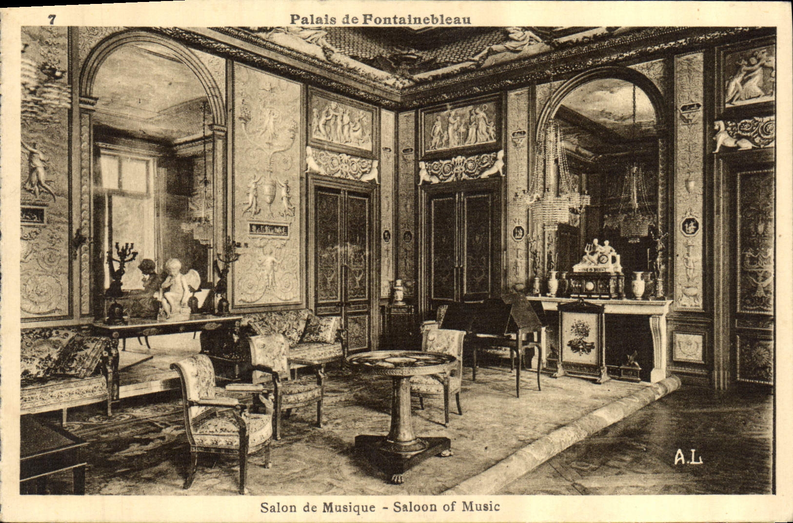 Palais de Fontainebleau — Musikzimmer — Verlag A.L. n°7