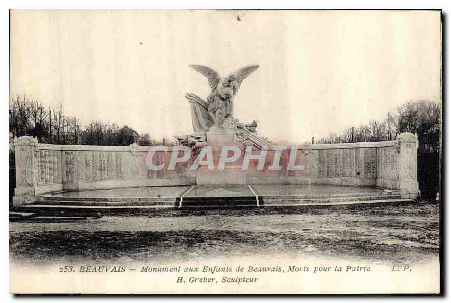 CPA Beauvais Monument aux Enfants de Beauvais Morts pour la Patrie H Greber Sculpteur 