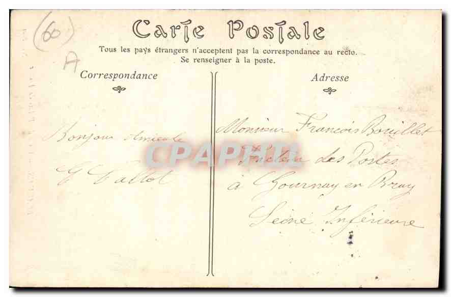 CPA Beauvais Porte du Palais de Justice  — Rückseite