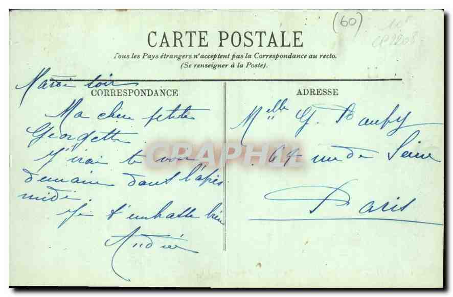 CPA Chantilly le Chateau Cote Nord ouest  — Rückseite