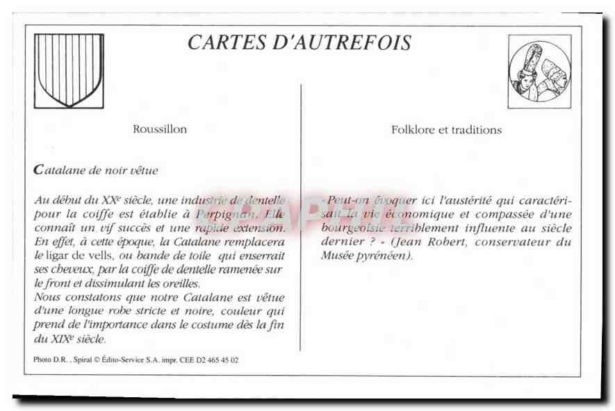 REPRO Folklore Roussillon Folklore et Traditions Catalane de noir Vetue  — Rückseite