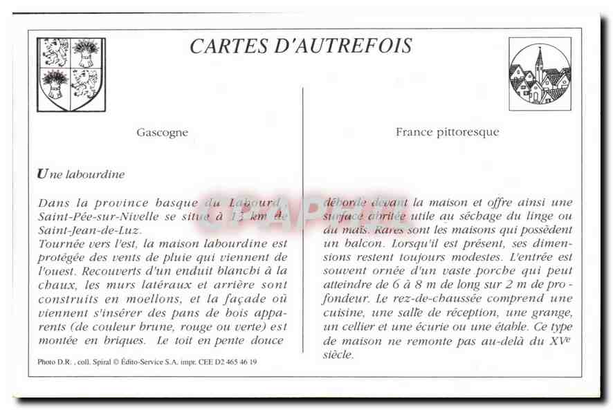 REPRO Eskial Herria Pays Basque Saint Pee sur Nivelle B Pyr Gastambidia maison Basque  — Verso