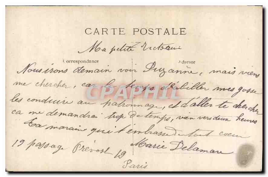 CARTE PHOTO Enfants Femme — Verso